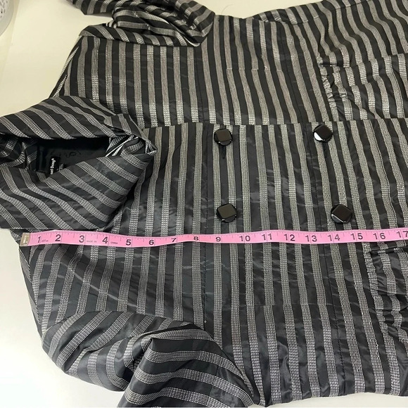 Samuel Dong Jacket Coat Womens Size Large Black White Striped Flare Sleeve - Picture 13 of 14